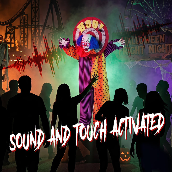 167 cm Life Size Animated Clown Halloween Decoration, Scary Halloween 