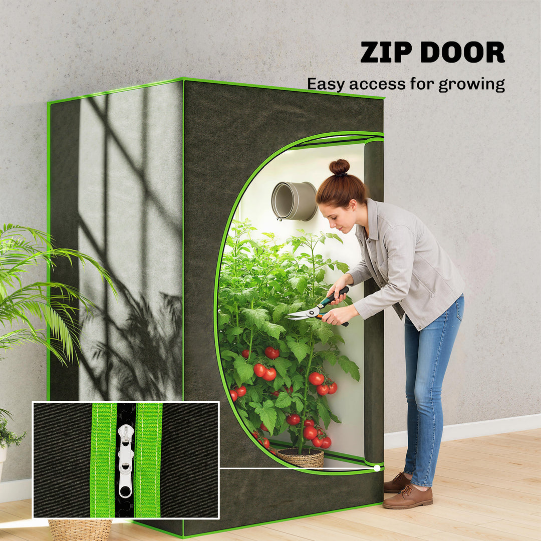 Grow Tent 120 x 120 x 200 cm, Reflective Mylar Hydroponic Growing Tent with 600D Oxford Fabric, Observation Window, Vent, Zipper Door for Indoor Plant Growing