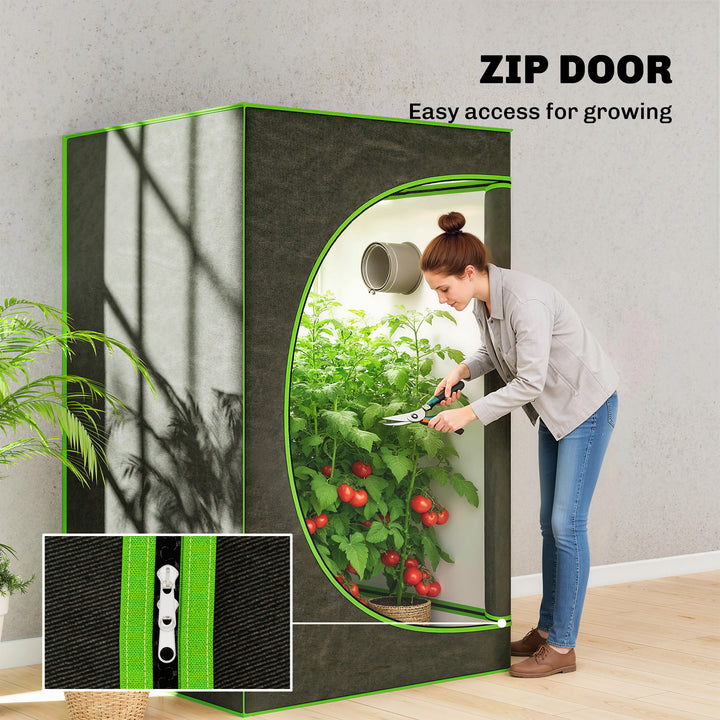 Grow Tent 120 x 120 x 200 cm, Reflective Mylar Hydroponic Growing Tent with 600D Oxford Fabric, Observation Window, Vent, Zipper Door for Indoor Plant Growing