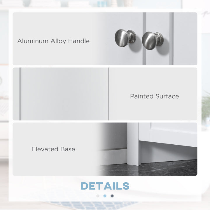 MCL Triangle Bathroom Cabinet, Corner Bathroom Storage Unit with Cupboard and 3-Tier Shelves, Free Standing, White