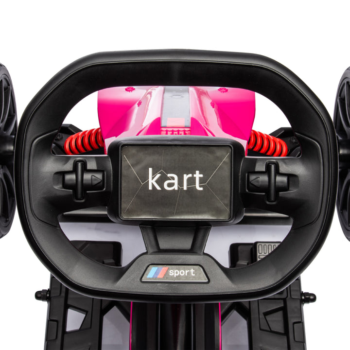12V Electric Go-Kart for Kids, Ride-On Racing Go-Kart, with Forward and Reversing Functions, for Ages 3-8 Years - Pink