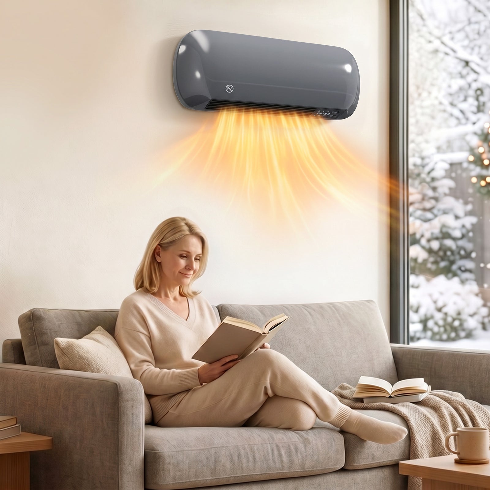 2000W Ceramic Space Heater, Electric Heater, Wall Mounted, with Fan, A