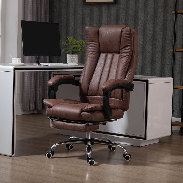 Vinsetto Ergonomic Desk Chair Home Office Chair with Reclining Function Armrests Swivel Wheels Footrest Brown