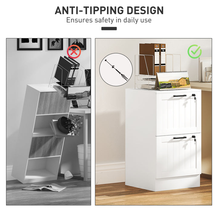 MCL 2 Drawer Filing Cabinet with Lock, Office Storage Cabinet with Adjustable Hanging Bars for A4 Letter Size Files, White