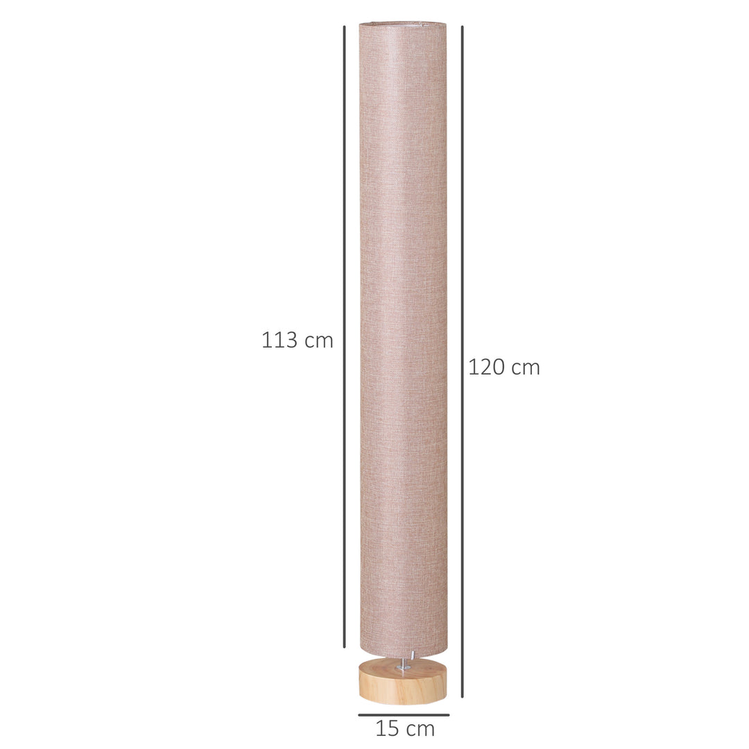 Floor Lamp for Living Room, 120cm Modern Standing Lamp with Linen Shade and Wooden Base, Cream