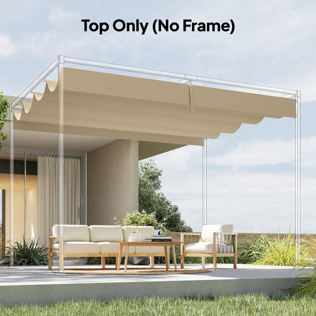 Retractable Pergola Canopy Only, 3.92 x 3.5 m, UV30+ Replacement Canopy Cover for 4 x 3 m Pergola
