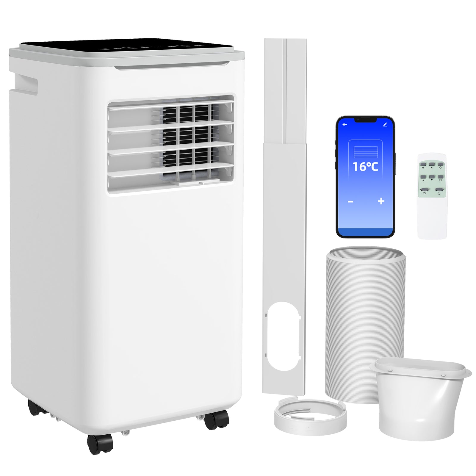 9000 BTU Portable Air Conditioner, Smart Home WiFi Compatible, 4 in 1 Air Conditioning Unit, Dehumidifier, Fan with Remote, 24H Timer, Window Venting Kit, 20m², R290, A Energy Efficiency