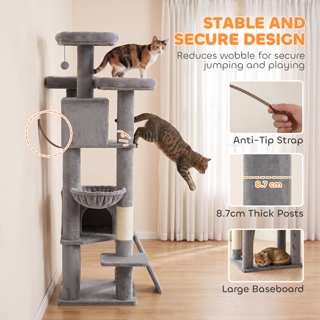 184cm Large Cat Tree for Indoor Cats, Multi-Level Tall Kitty Tower - view 5