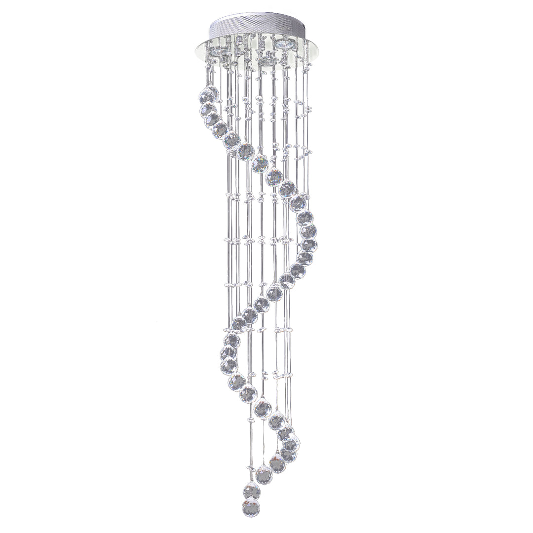 Modern Crystal Chandelier Ceiling Light Pendant Lamp Chrome Finish Glass Droplets New, Ф30 x 120cm