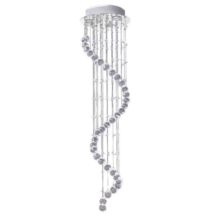 Modern Crystal Chandelier Ceiling Light Pendant Lamp Chrome Finish Glass Droplets New, Ф30 x 120cm