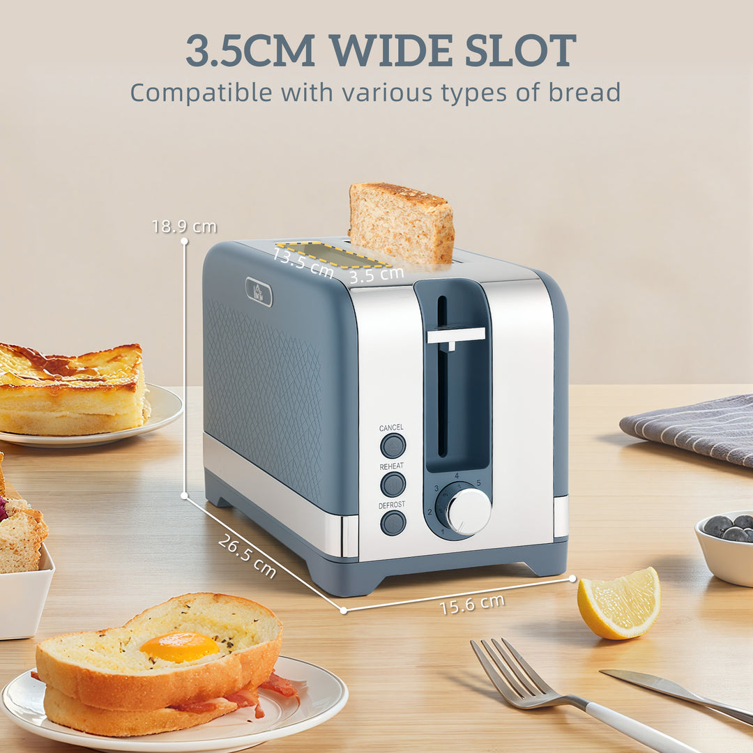 MCL Sleek Textured Kettle and Toaster Set - Blue