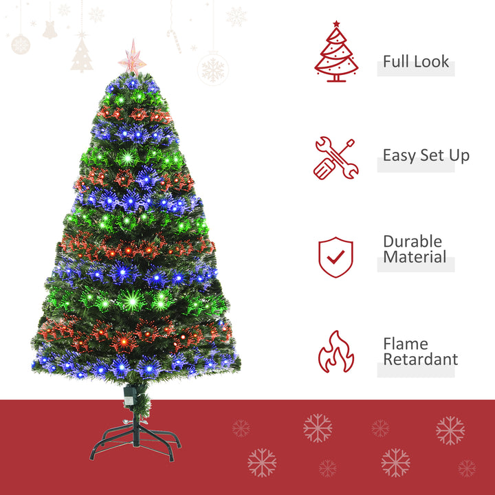 HOMCOM 5ft 150cm Green Fibre Optic Artificial Christmas Tree-Multi | Aosom UK