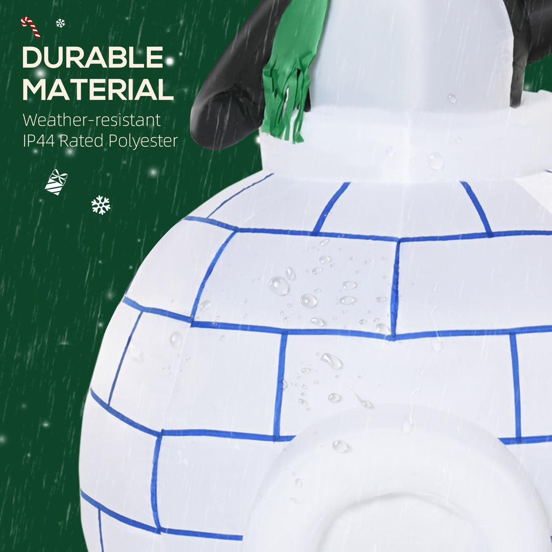 MCL 5ft Christmas Inflatable Two Penguins Wearing a Scarf with Ice House Blow Up Decor Home Indoors with Built-in LED Lights Outdoor Toys in Lawn Garden