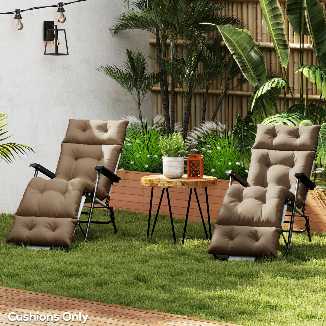 Set of Two 190 x 56cm Sun Lounger Cushions - Khaki