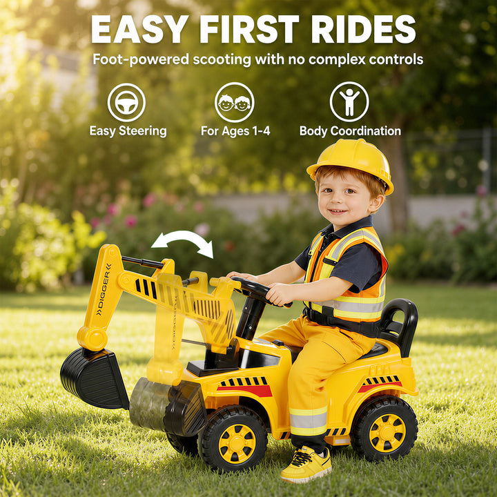 Kids Ride on Digger, Toddler Construction Toy Car with Security - view 5