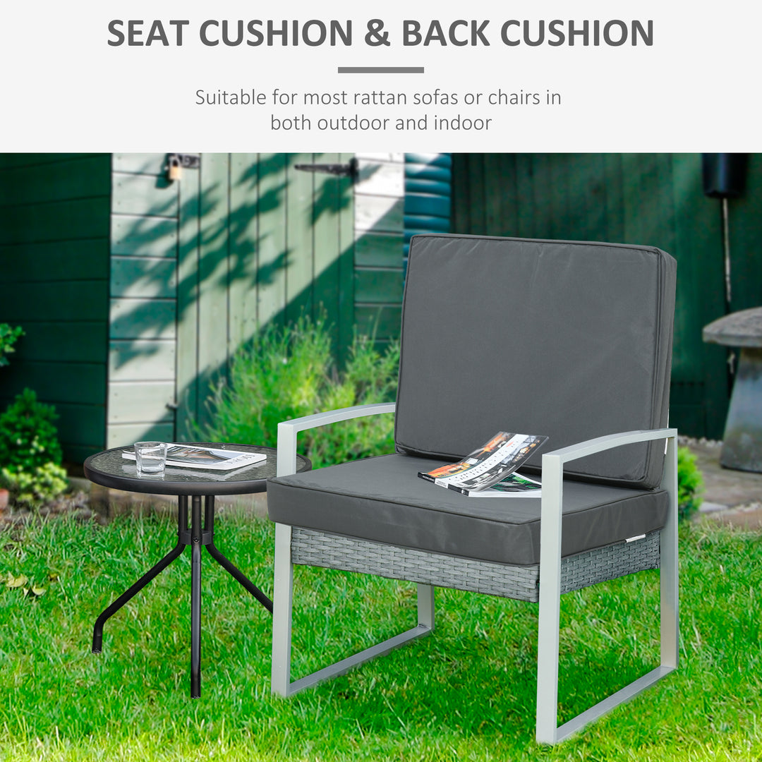 Outsunny Set of 2 Garden Seat and Back Cushion Set, Replacement Cushions for Outdoor Furniture with Seat Cushion and Back Cushion, Dark Grey