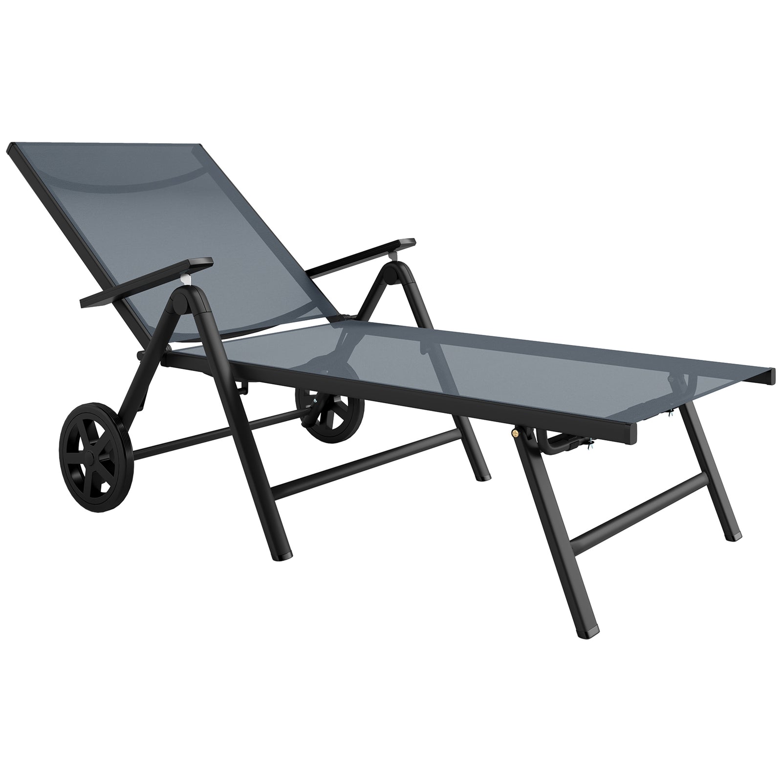 Five-Position Reclining Sun Lounger - Grey