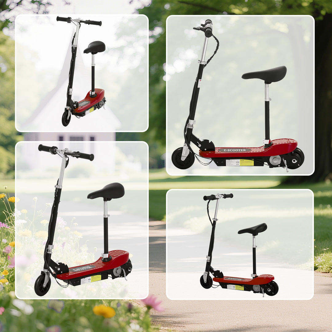 MCL Powered E-Scooter Ride-On, with Brakes, Adjustable Seat, Adjustable Handlebars, Red