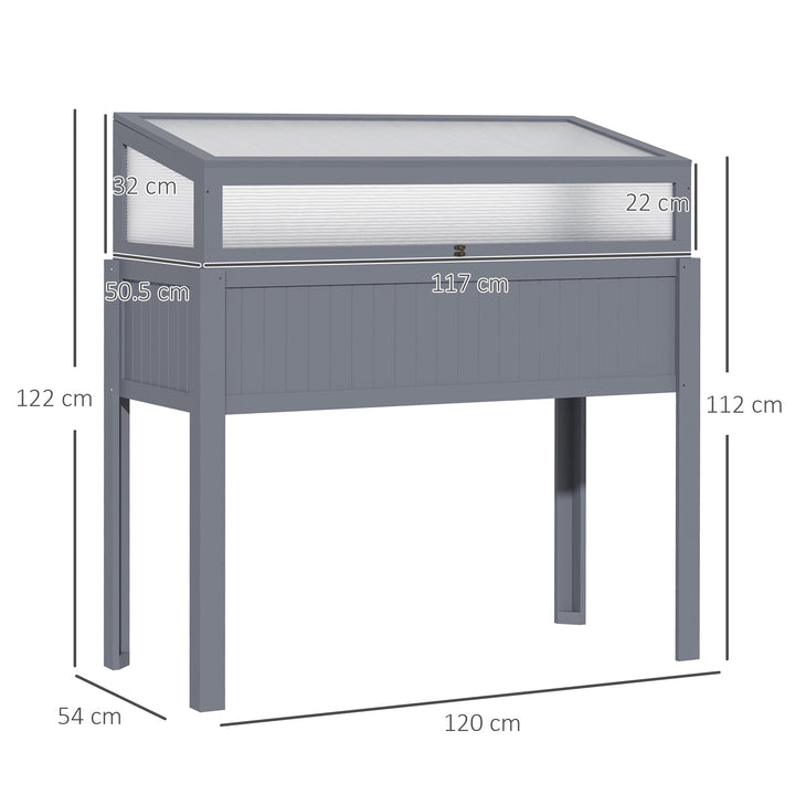 Raised Garden Bed 2-IN-1 Wood Cold Frame Greenhouse with Elevated Garden Box, Openable Top for Flowers, Vegetables, Plants, Grey