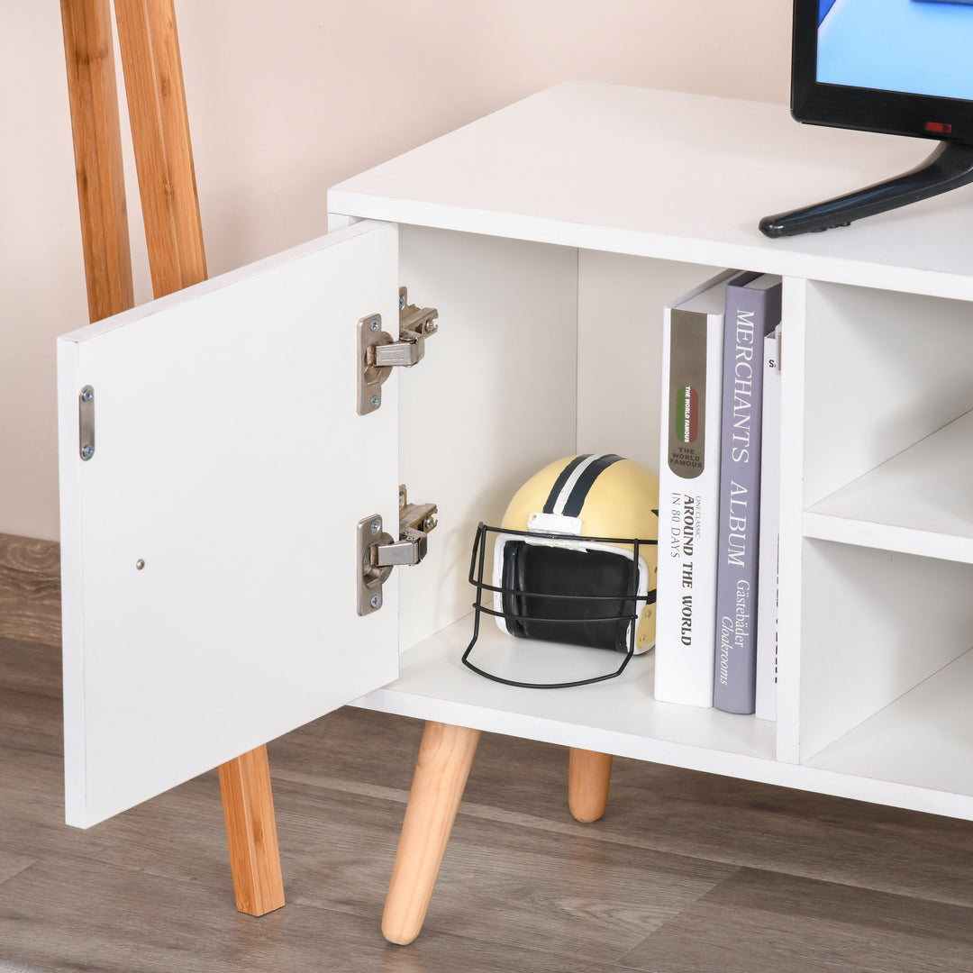 TV Stand for TVs up to 50", TV Console Cabinet with Open Storage Shelf and Drawers for Living Room, Entertainment Room and Bedroom, White