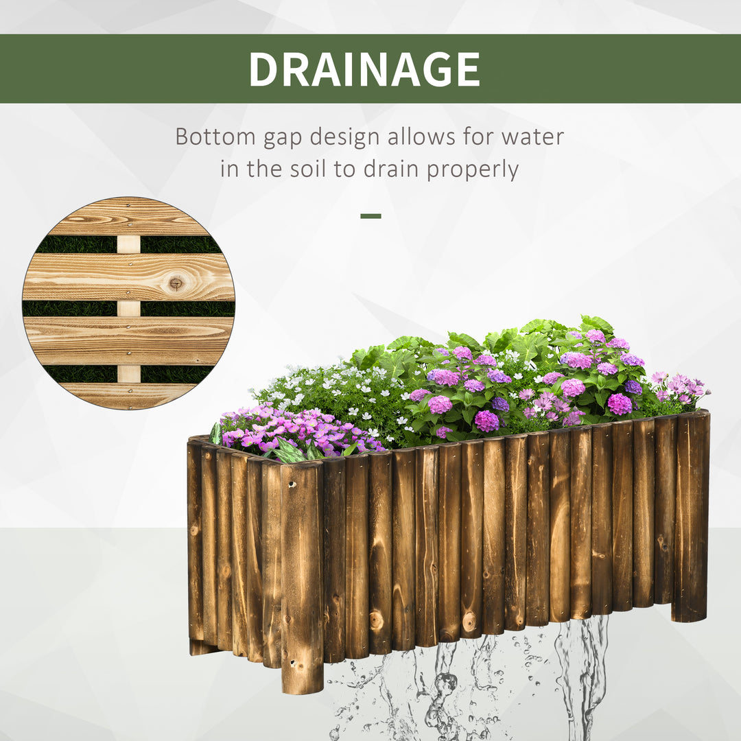 100L Raised Flower Bed Wooden Rectangular Planter Container Box Flower Pot Herb Pot 100L x 38.5W x 40H (cm)
