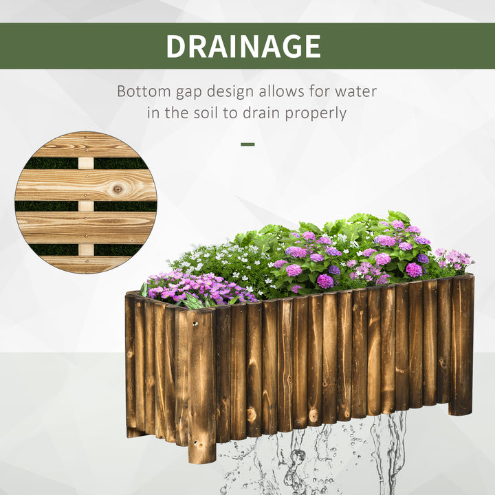 100L Raised Flower Bed Wooden Rectangular Planter Container Box Flower Pot Herb Pot 100L x 38.5W x 40H (cm)