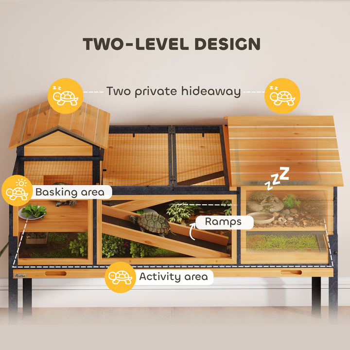 Wooden Tortoise House with Stand Legs, Clear Observation Windows - view 4