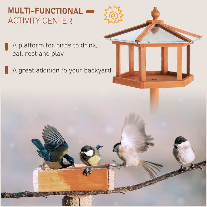 PawHut Portable Wooden Bird Feeder Station with Stand for Outdoor Use, Ideal for Garden, Patio, or Balcony | Aosom UK