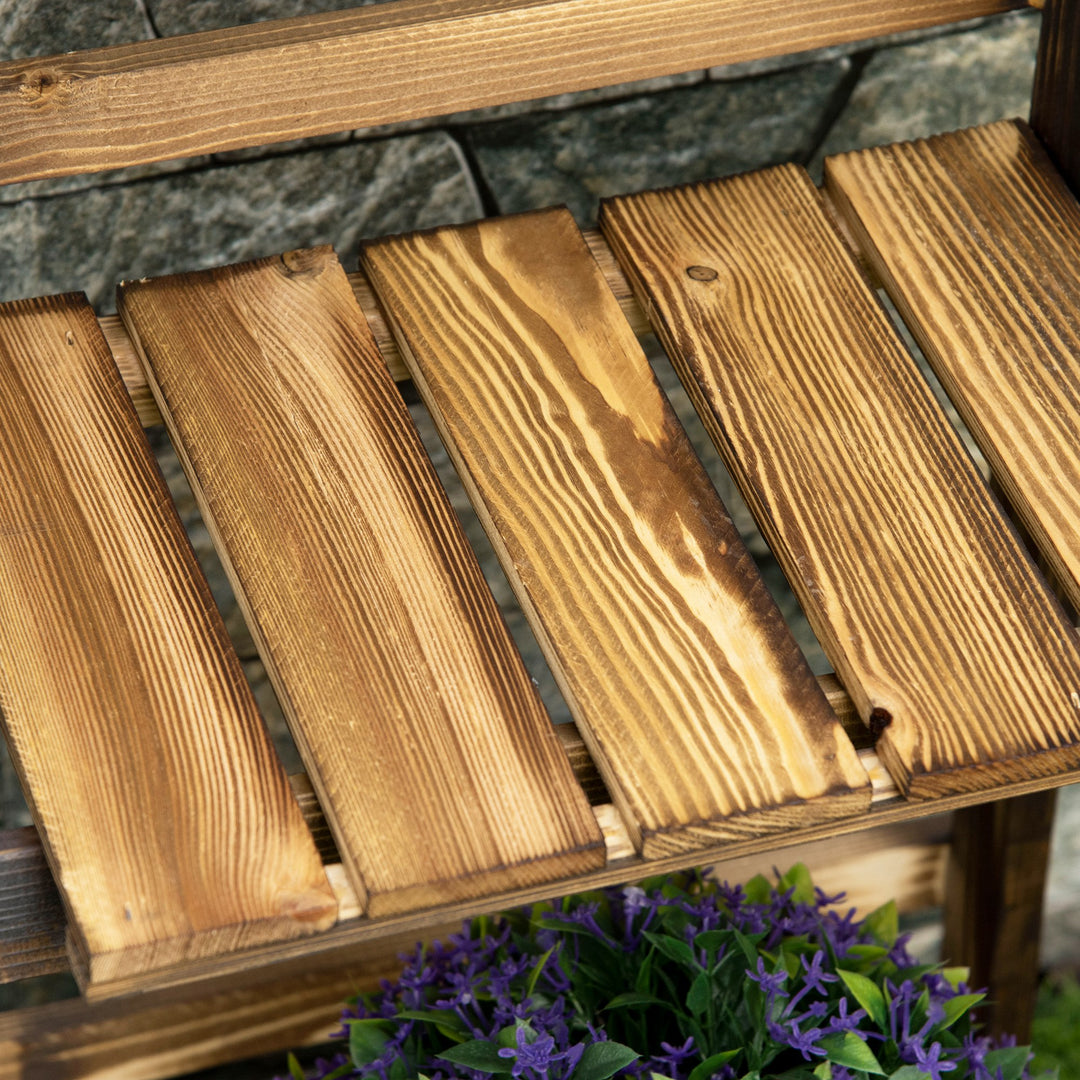 MCL Wooden Folding Flower Pot Stand 3 Tier Garden Planter Display Ladder Gardener Storage Shelves Rack Herb Holder (40L x 37W x 93H cm)