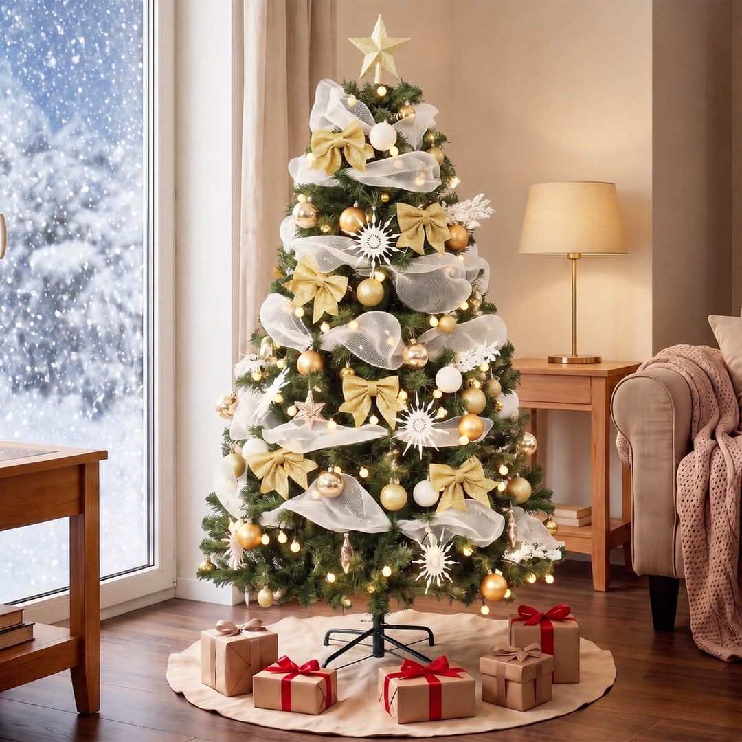 5ft Pre-Lit Christmas Tree with 150 LED Lights, Artificial Xmas Tree - view 2