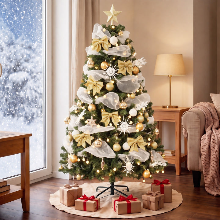 5ft Pre-Lit Christmas Tree with 150 LED Lights, Artificial Xmas Tree - view 2