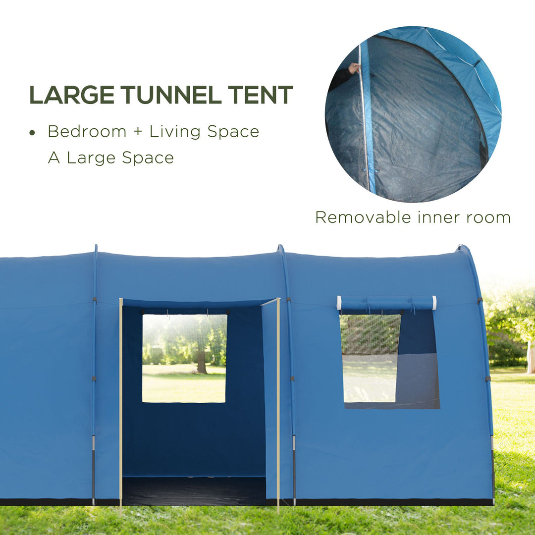 5-6 Man Camping Tent with 2 Room, Floor and Carry Bag - Blue