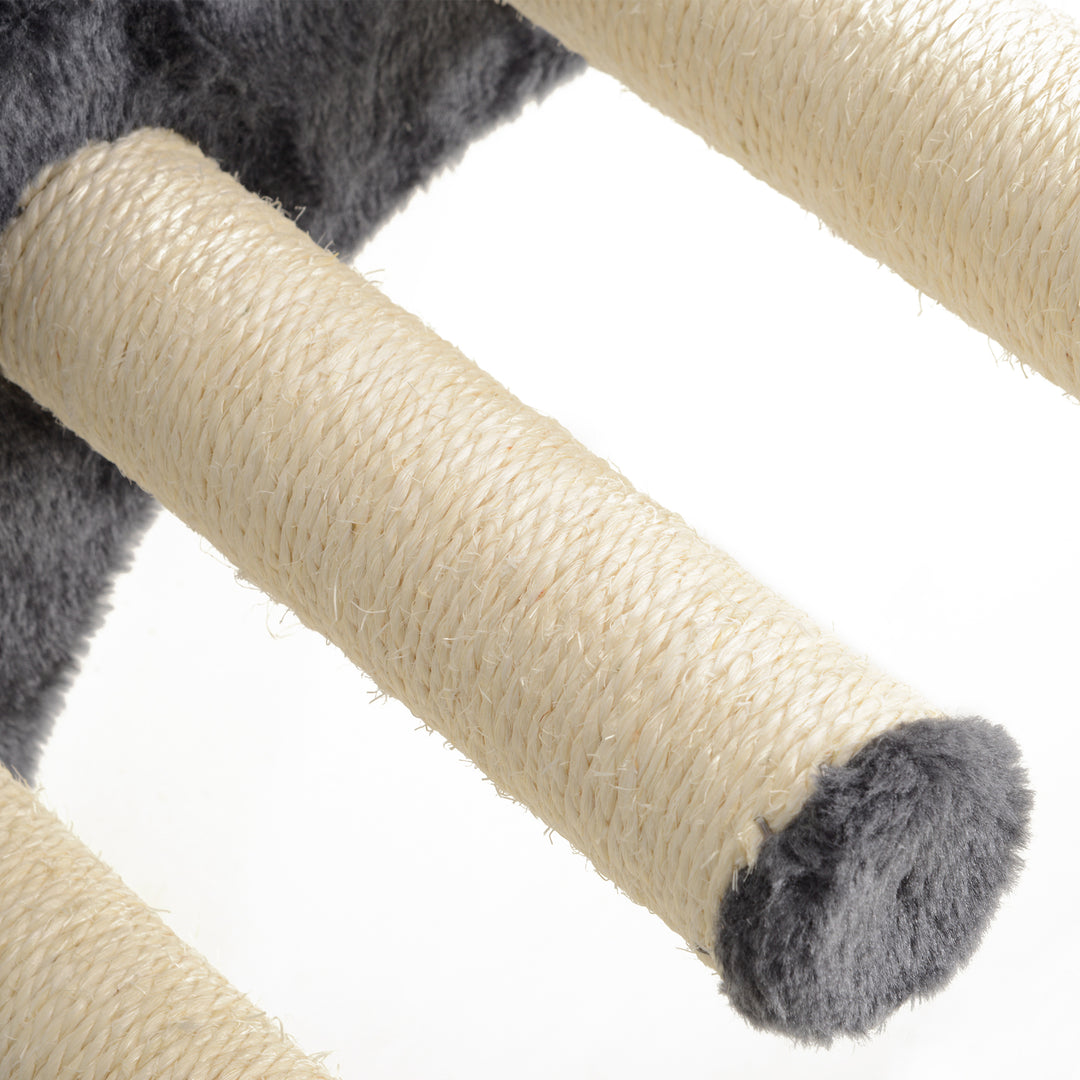 Four-Piece Cat Wall Furniture, with Hammock, Ladder, Platforms, Steps, for Indoor Use - Dark Grey