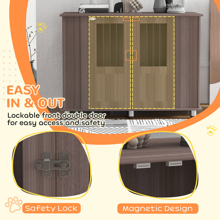 Dog Crate Table for Medium and Large Dogs with Magnetic Door for Indoor Use, 116 x 60 x 87 cm, Purple