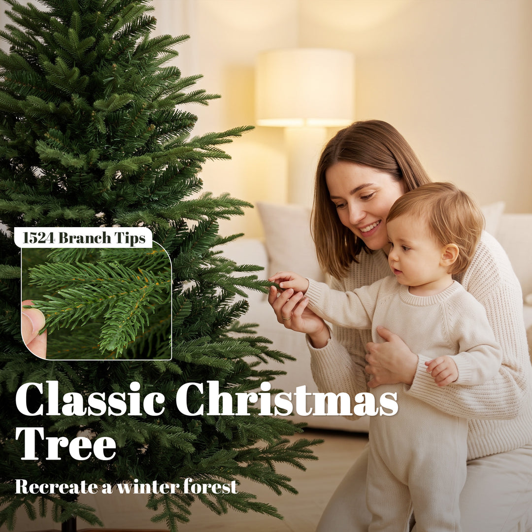 150cm Artificial Christmas Tree Full Hinged Xmas Tree Solid Pine Wood - view 5