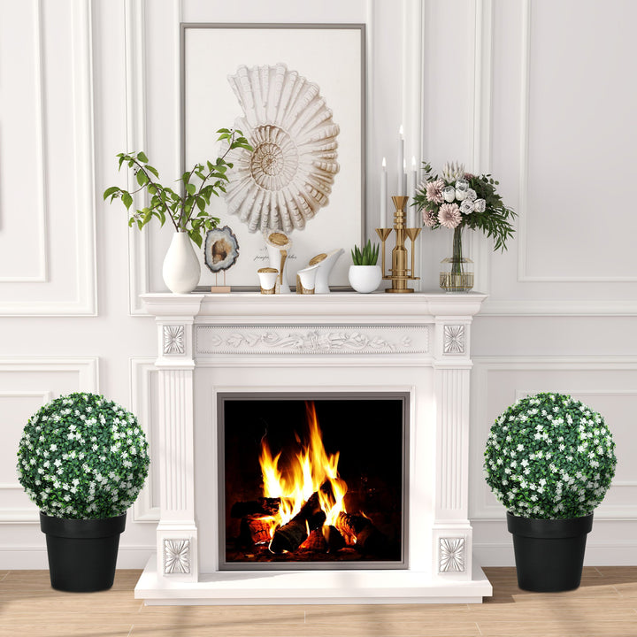 Set of Two Artificial Boxwood Balls Plants - White