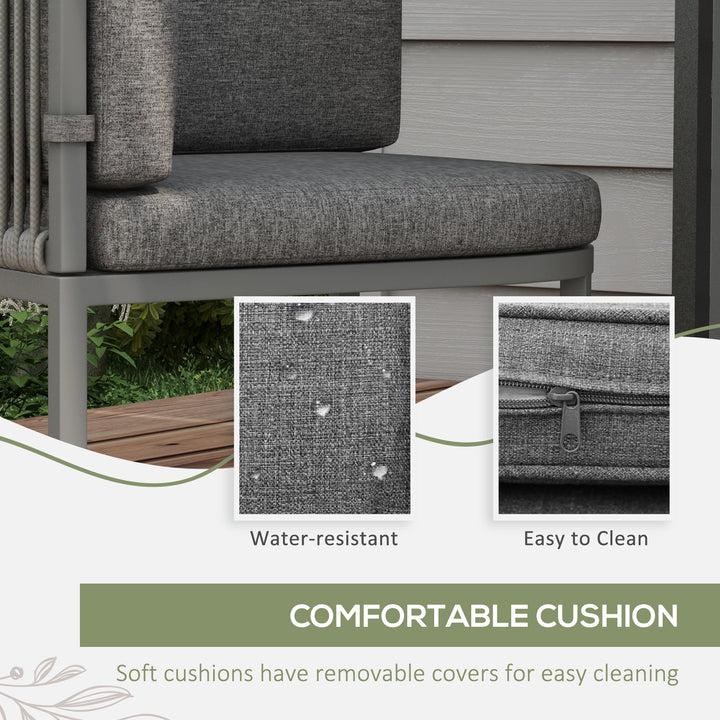 4-Seater Rattan Cube Garden Furniture Set with Cushions - Grey