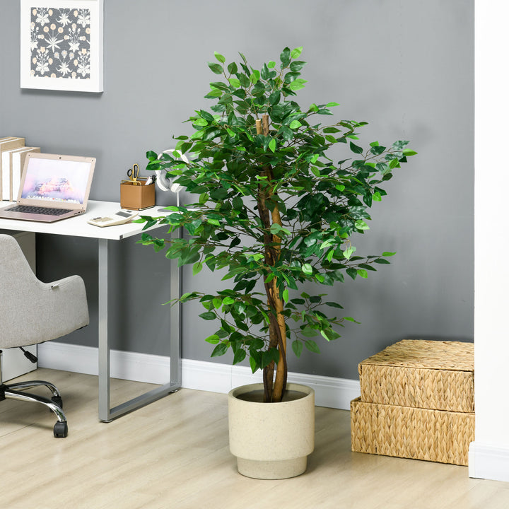 Artificial Ficus Tree, with Weighted Plant Pot - Green