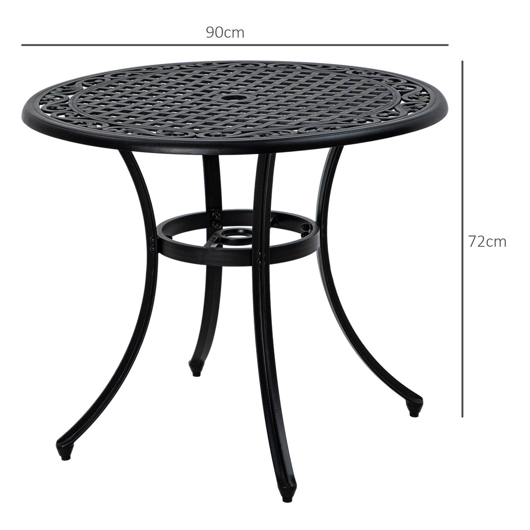 Φ90cm Four-Seated Round Aluminium Garden Table, with Parasol Hole