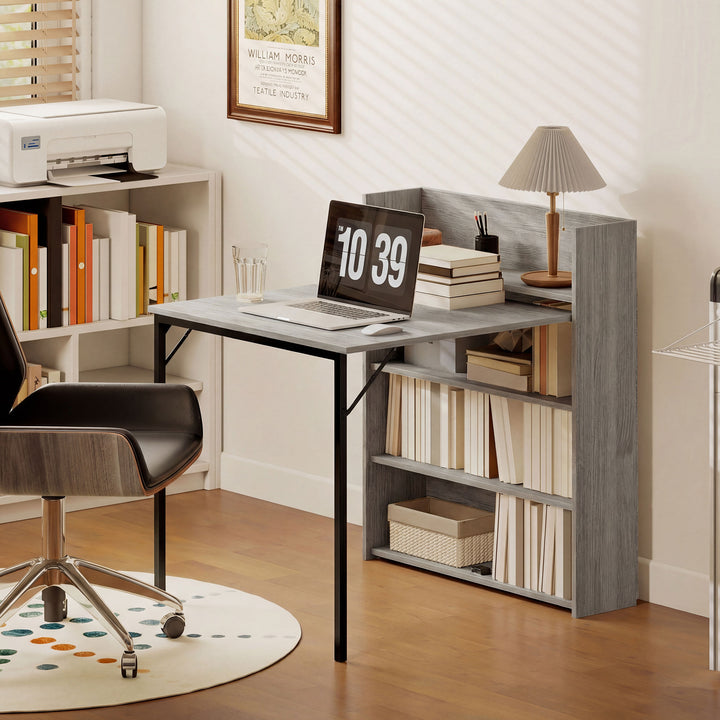 Kitchen Table, Folding Dining Table, with 4-Tier Shelves, Modern Drop-