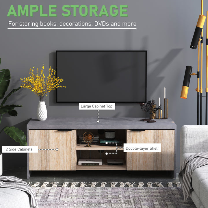 TV Stand for TV up to 55", 2 Doors TV Cabinet with Open Shelves, TV Unit TV Table for Living Room Bedroom Entertainment Room, 120L x 40W x 44H, Grey