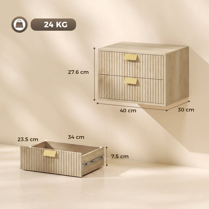Modern Floating Nightstands Set of 2, Wall Mounted Bedside Tables with