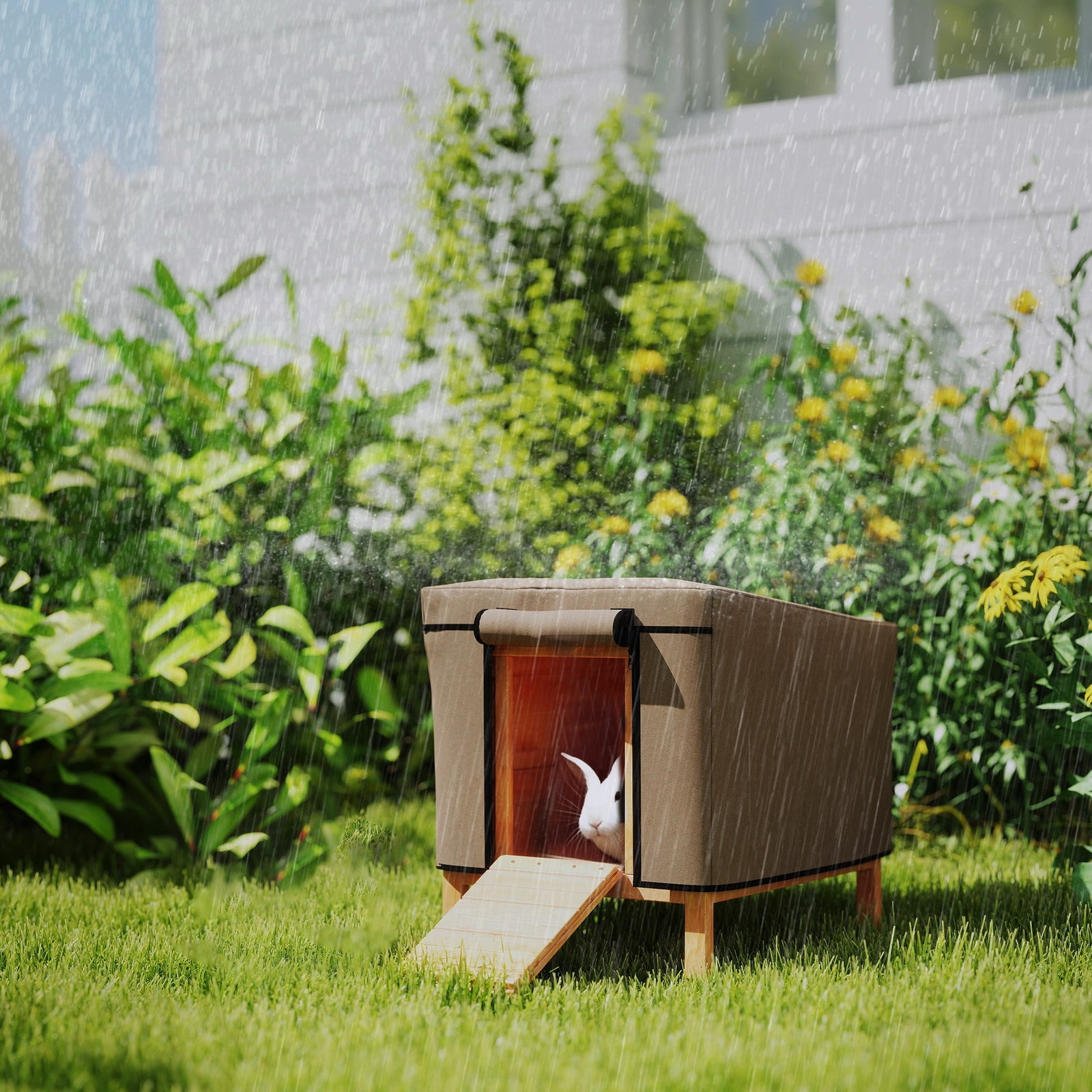 Water-Resistant Rabbit Hutch Cover for X-D2-0047 and Similar Models, 43 x 52 x 37cm, Brown