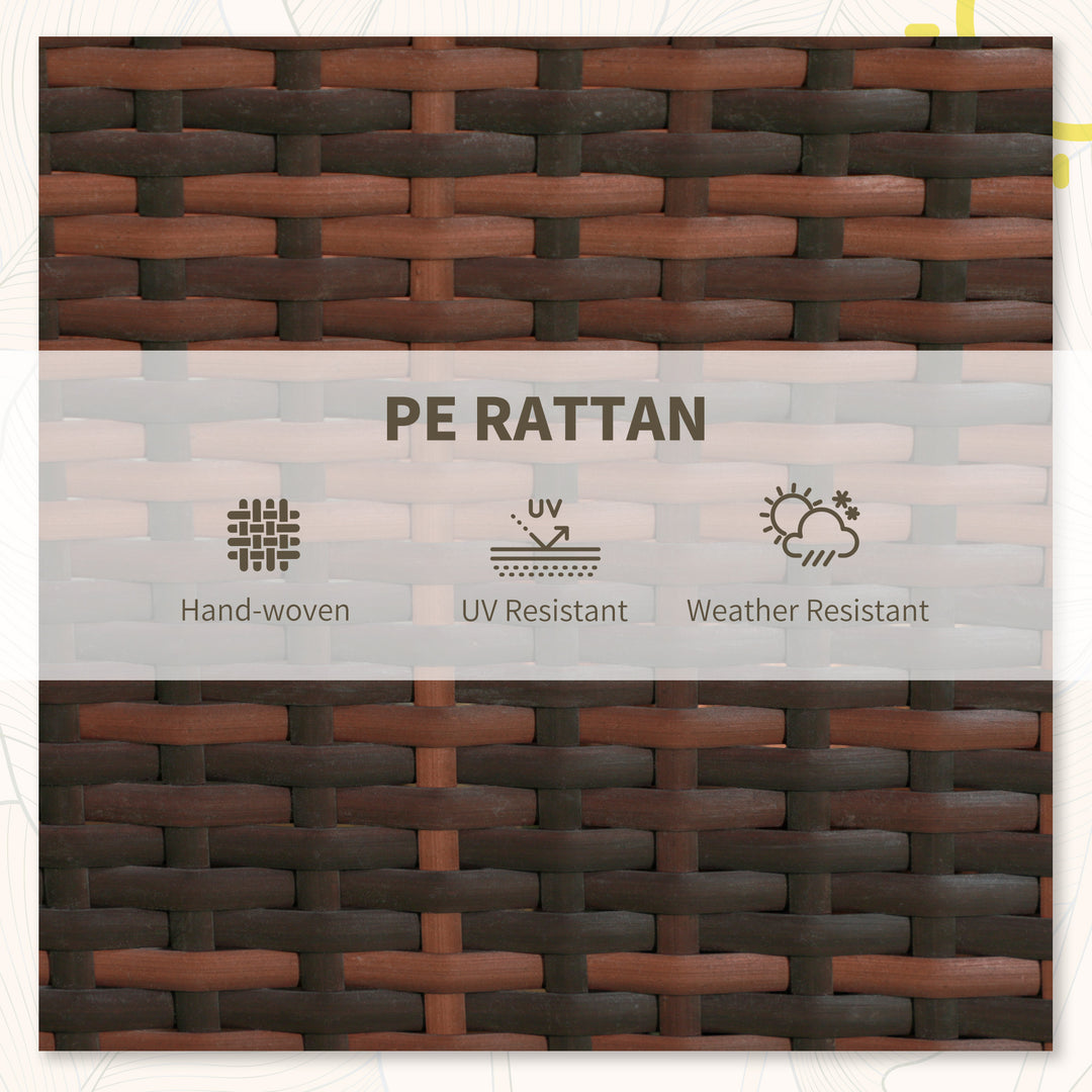 3 Pieces Rattan Bistro Set Balcony Furniture with Cushions, Storage Function - Mixed-Brown