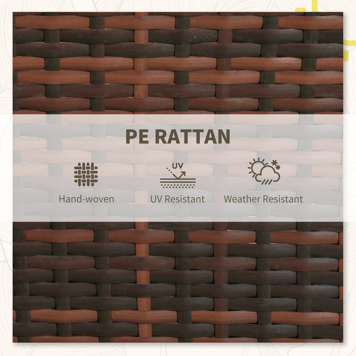 3 Pieces Rattan Bistro Set Balcony Furniture with Cushions, Storage Function - Mixed-Brown