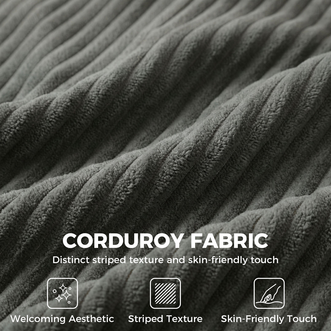 3 Seater Sofa with Wide Seat, Corduroy Fabric Couch with Deep Seat, Sp