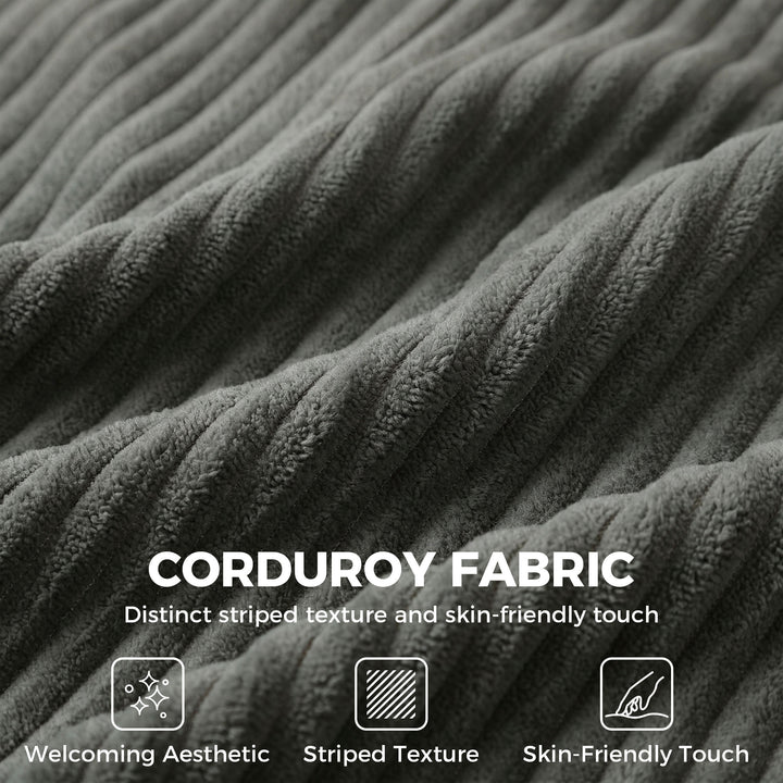 3 Seater Sofa with Wide Seat, Corduroy Fabric Couch with Deep Seat, Sp