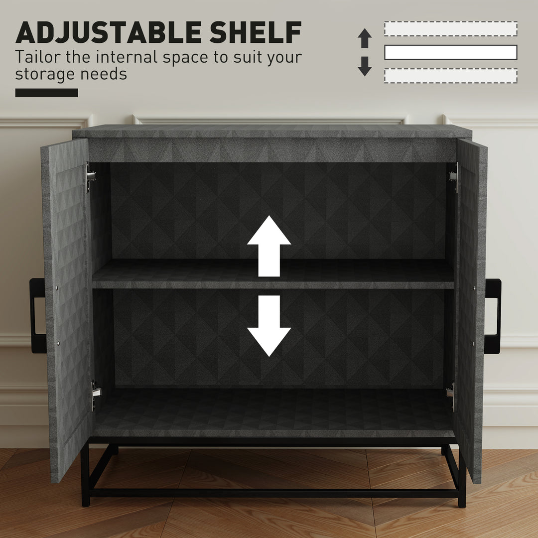 Modern Sideboard, Freestanding Sideboard Storage Cabinet with Adjustable Shelf and 2 Doors for Living Room, Grey