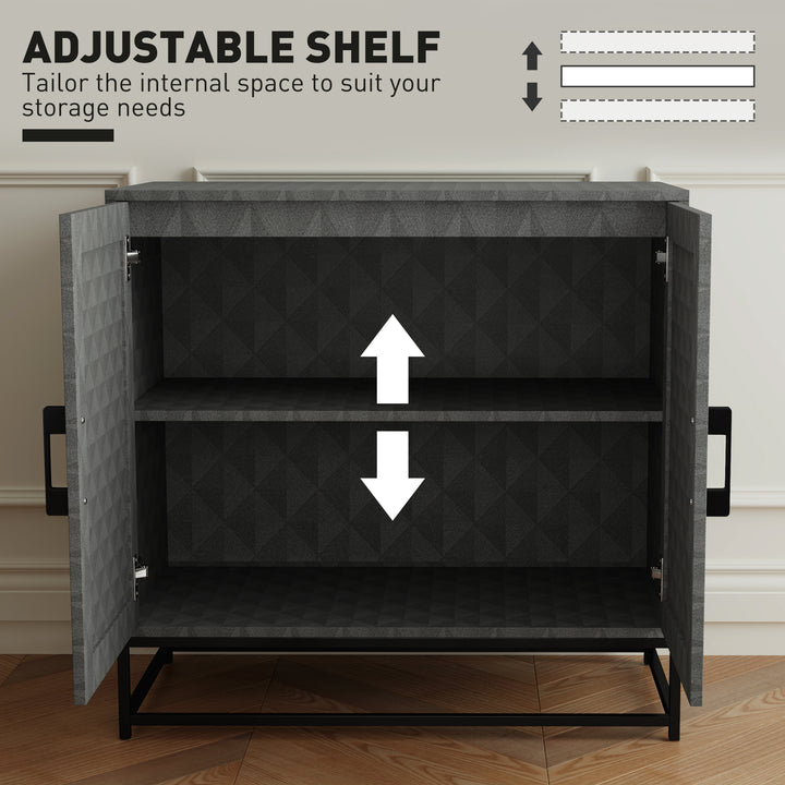 Modern Sideboard, Freestanding Sideboard Storage Cabinet with Adjustable Shelf and 2 Doors for Living Room, Grey