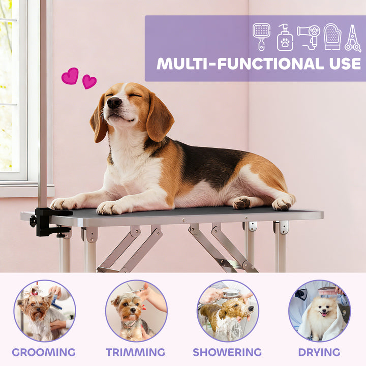32" Foldable Dog Grooming Table Pet Drying Beauty Table Adjustable Fix